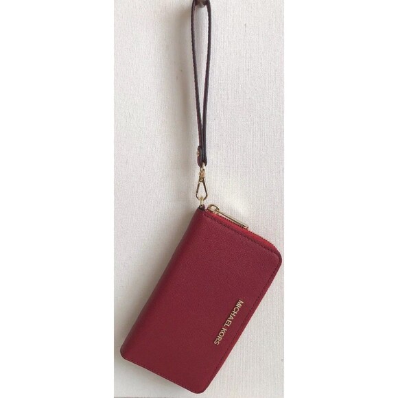 New Michael Kors Jet Set Travel Large Flat phone case Leather Scarlet - Picture 4 of 6